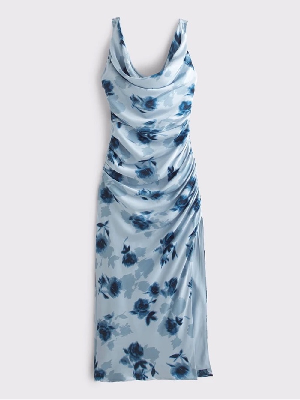 Abercrombie & Fitch Cowl Neck Draped Maxi Dress Light Blue